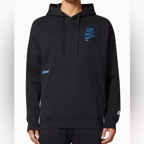 Nike Sportswear Sport Essentials+ Pullover Hoodie Black Blue Size Medium - Picture 3 of 7